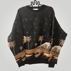 Only The Blind London Tapestry Sweater M Sepia Mountain Jacquard Woven Stars NWT